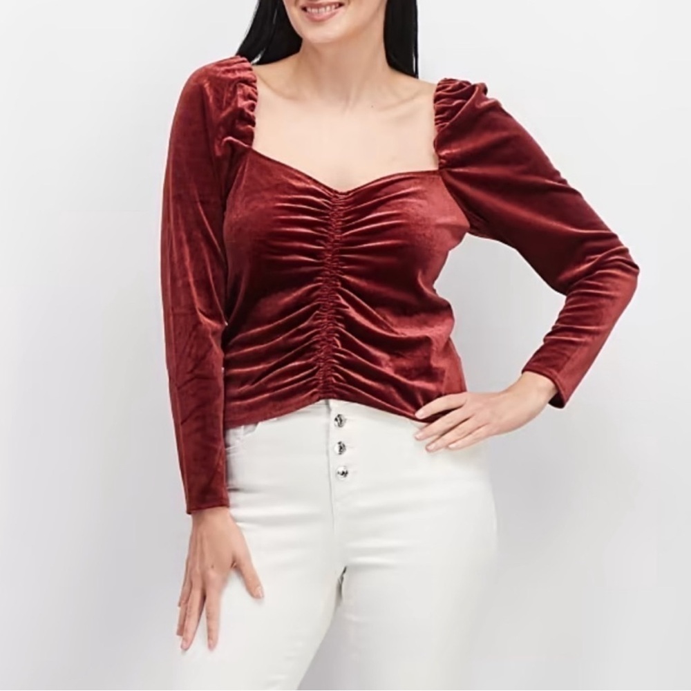 BB Dakota by Steve Madden Burgundy Velvet Blouse